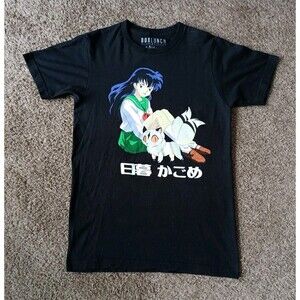 Inuyasha T-Shirt Men's Medium Kagome Higurashi Graphic Print Black Short Sleeve